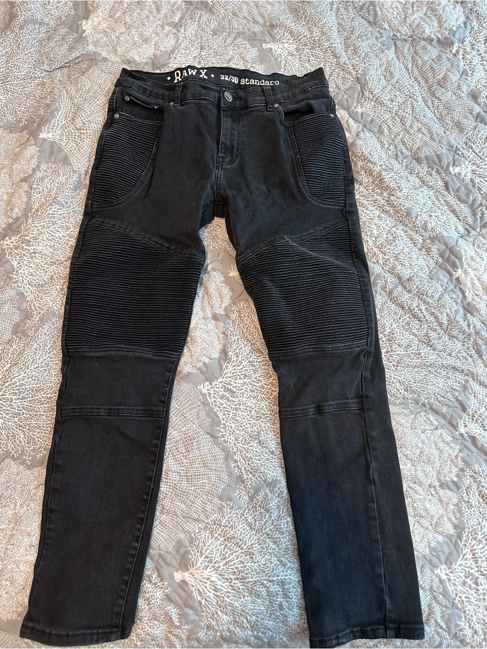 RAW X Black Men's Cargo-Style Moto Pants